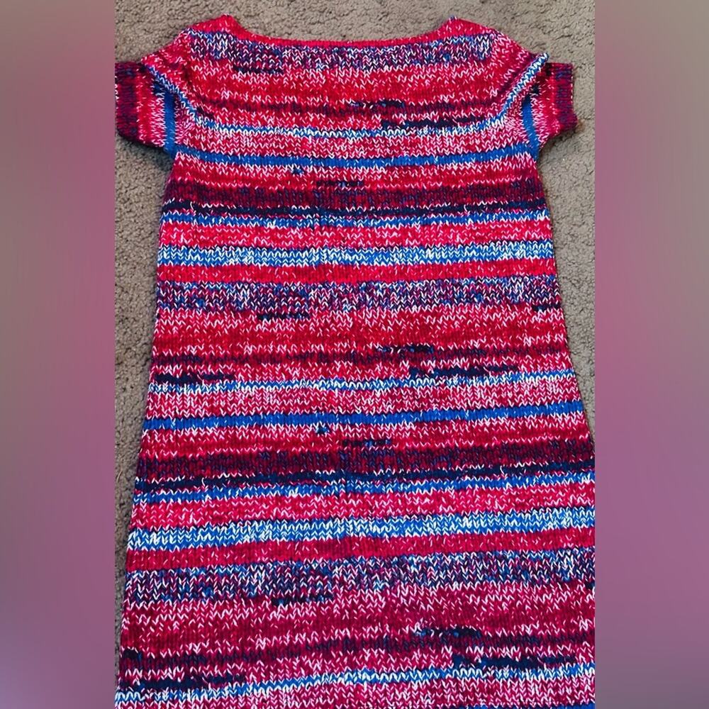 TORY BURCH RED BLUE PIMA COTON Short Sleeved Shift Style Comfort Always SMALL
